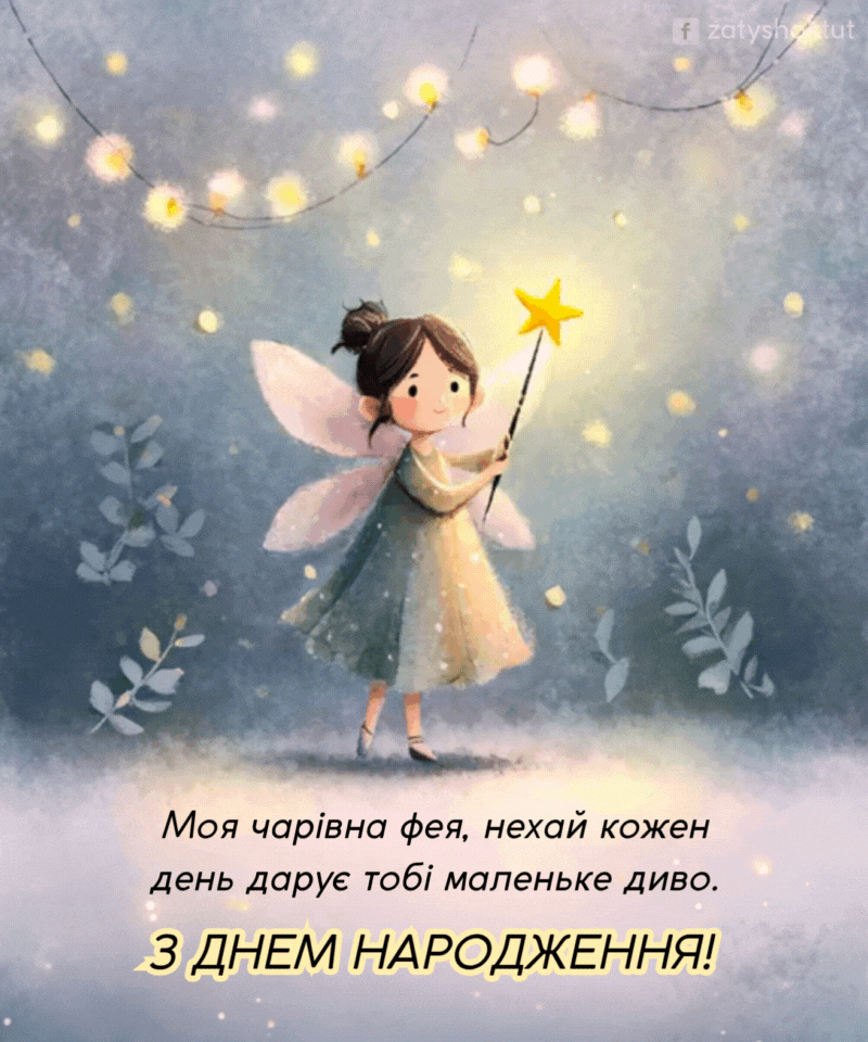 Анімоване зображення феї з привітанням для доні