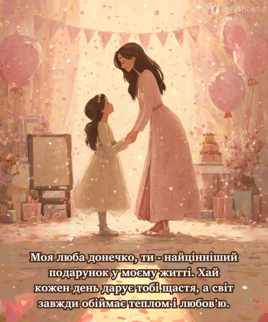 Зображення мами, яка вітає доньку з днем народження