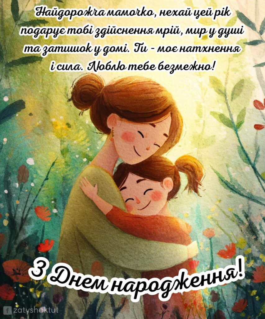 Листівка привітання мамі “Теплі обійми”