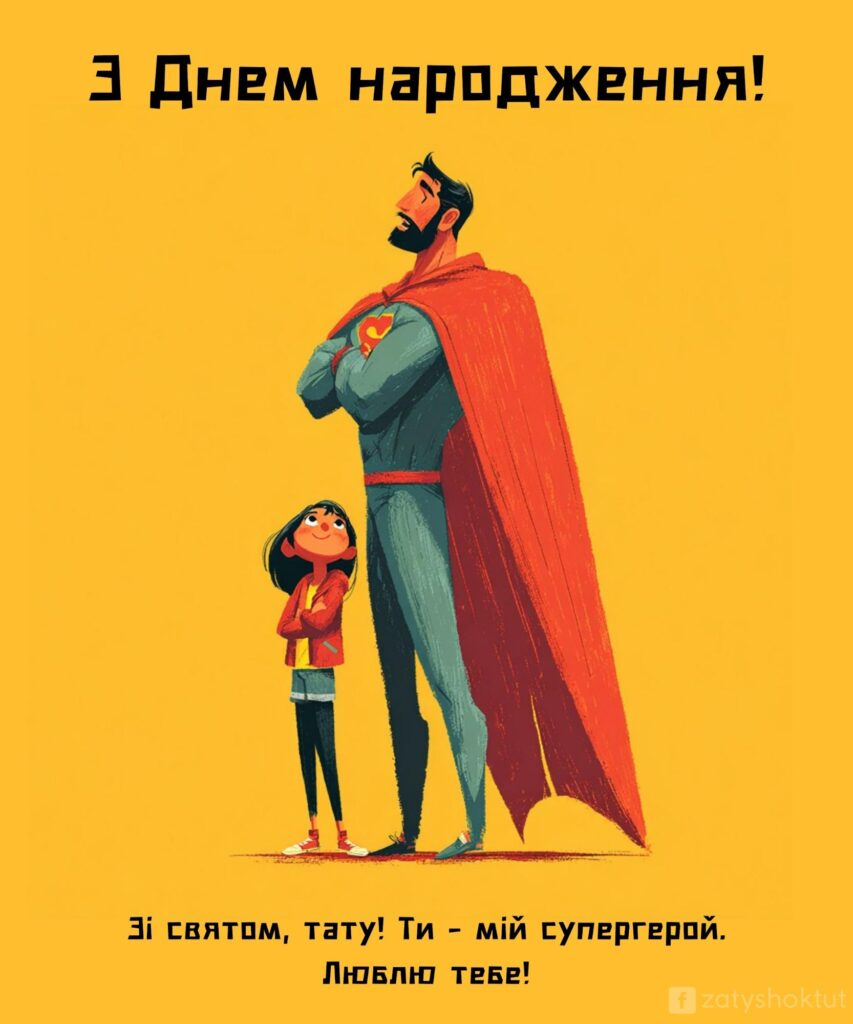 Картинка в стилі супергероїв “Тато та донечка”