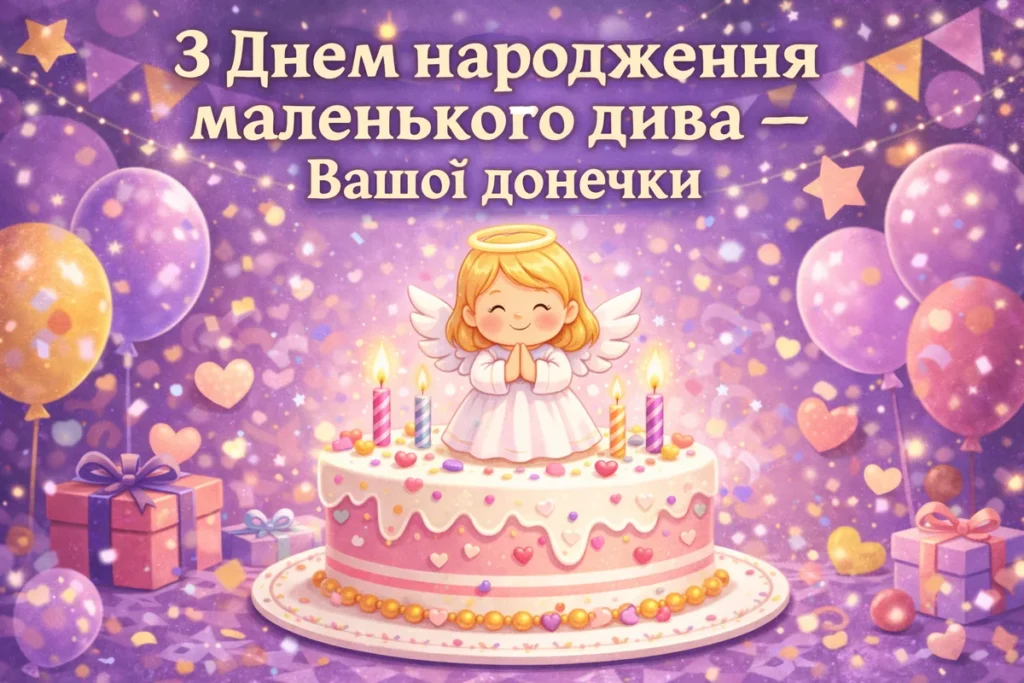 Торт з ангелом – З днем народження маленького дива