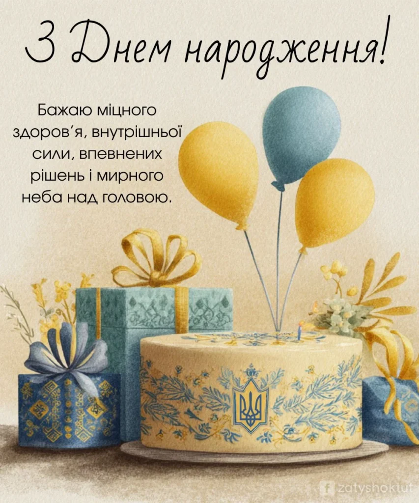 Торт з тризубом і подарунки