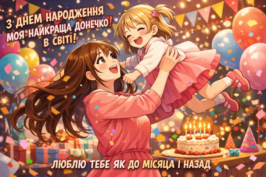 Мама кружляє донечку у день народження