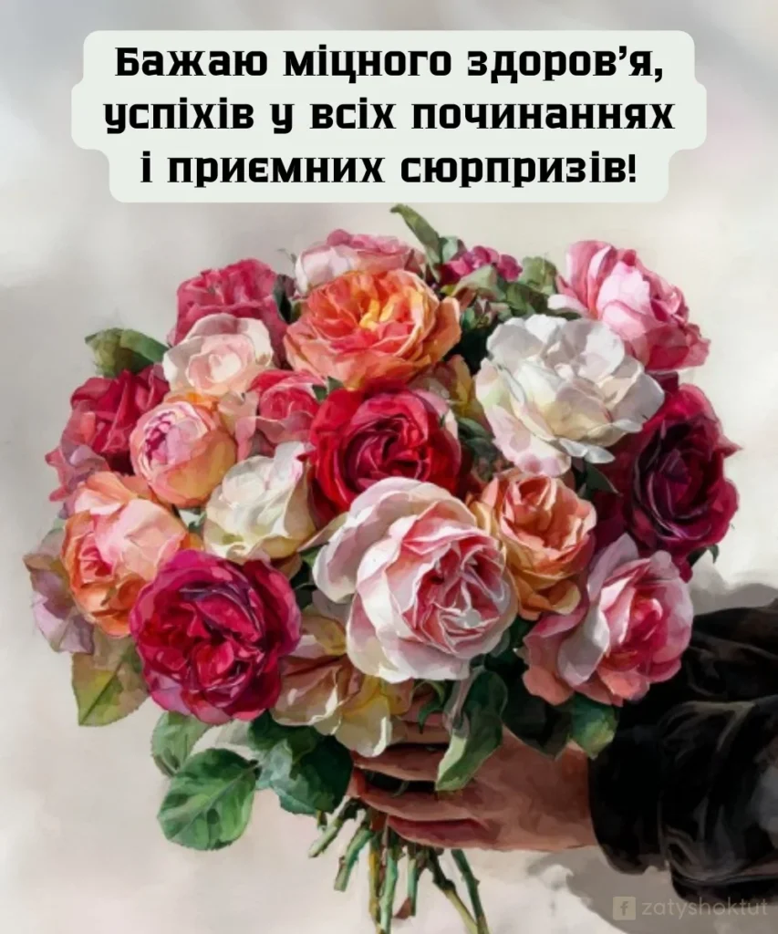 Букет квітів з приємними словами привітань