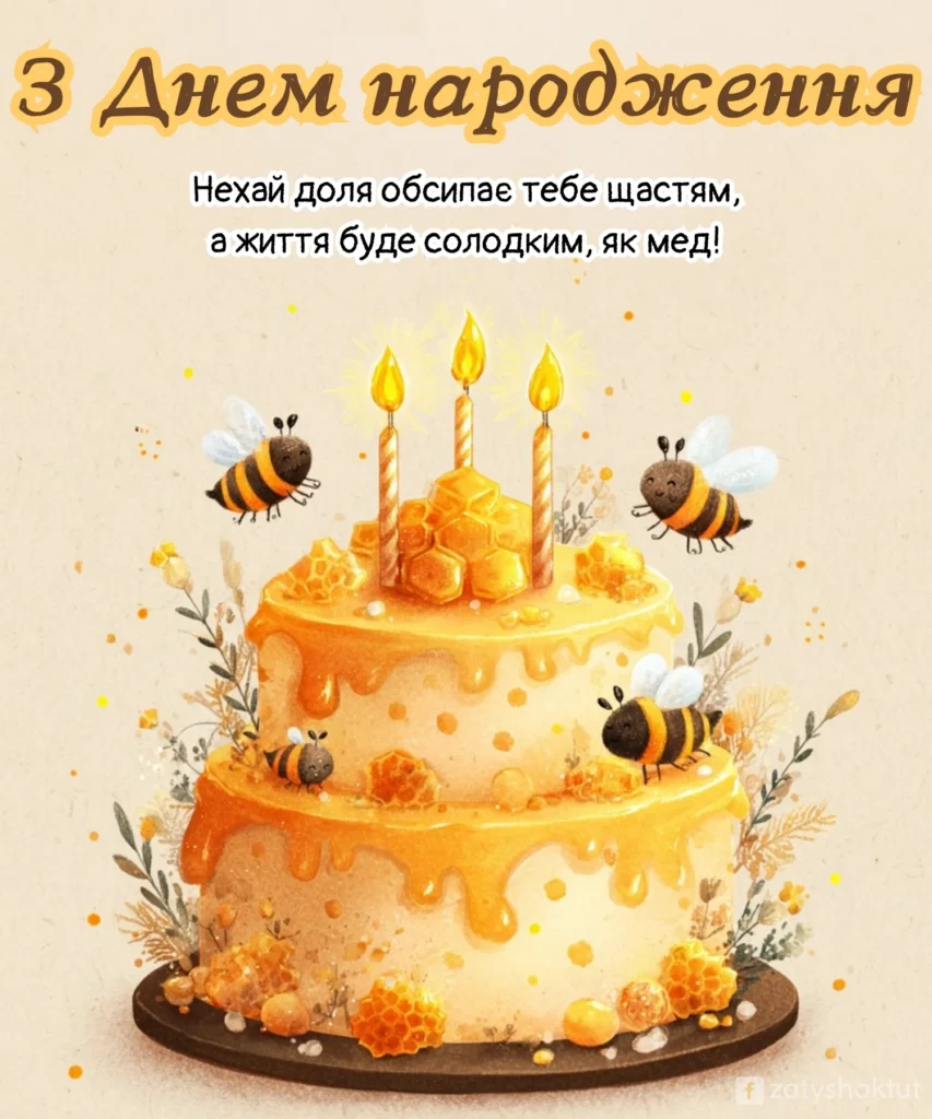 Іменинний торт, на якому сидять бджоли