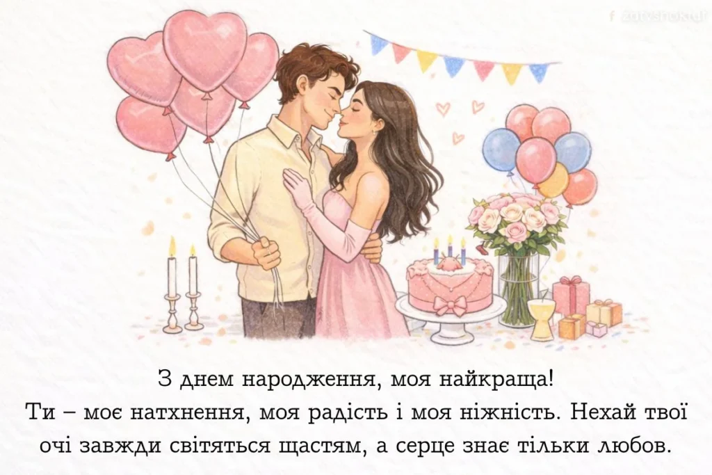 Хлопець вітає дівчину з її днем народження