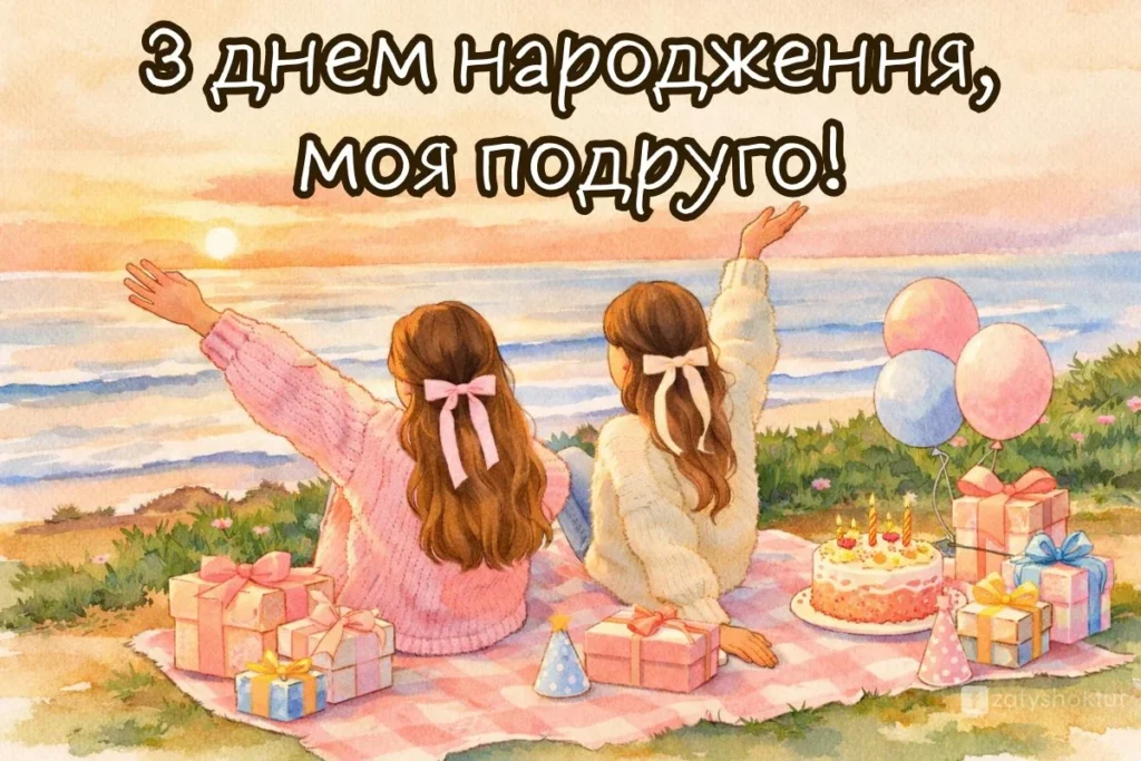 Дві подруги сидять спиною до глядача на березі океану