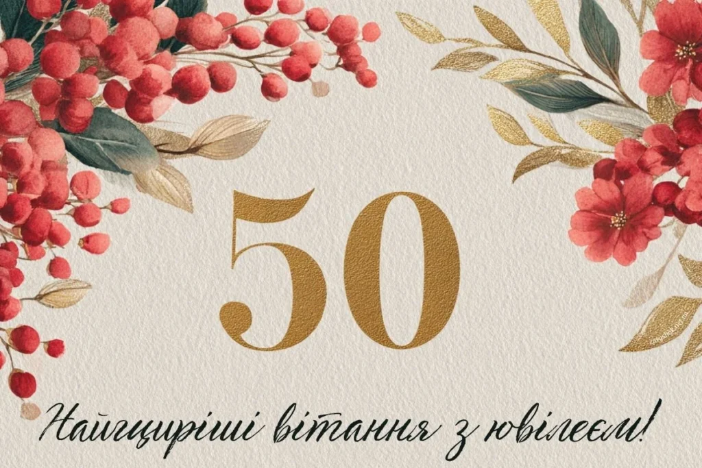 Листівка з гілочками червоних квітів