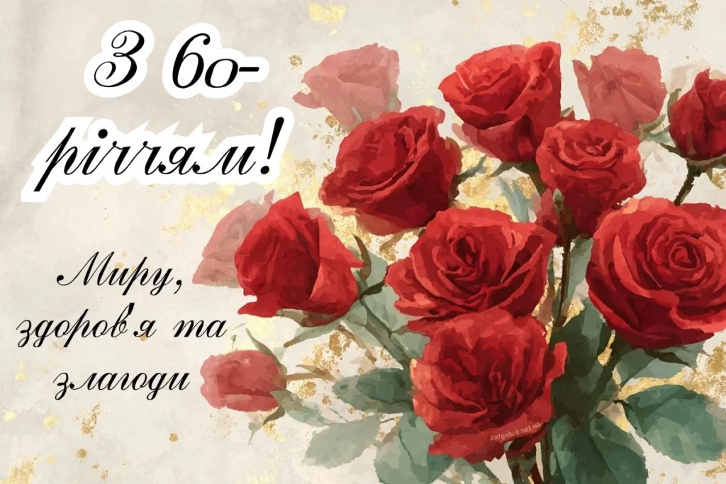 Привітання з букетом червоних троянд