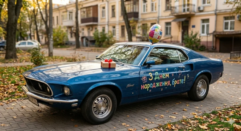 Привітання, написане на дверях автомобіля