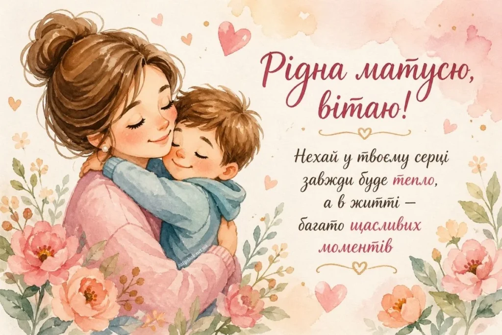 Хлопчик обіймає свою маму