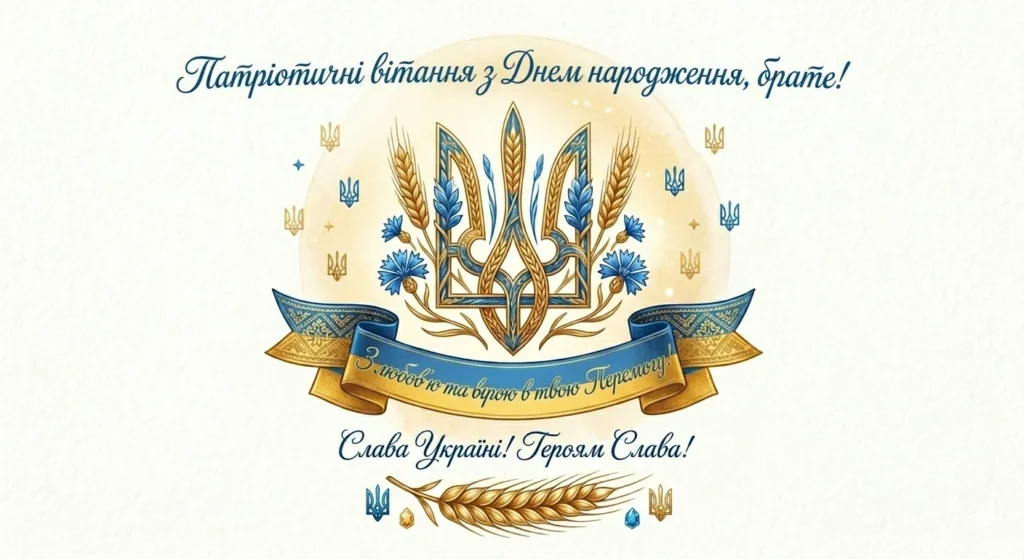 Патріотична листівка з Днем народження брату