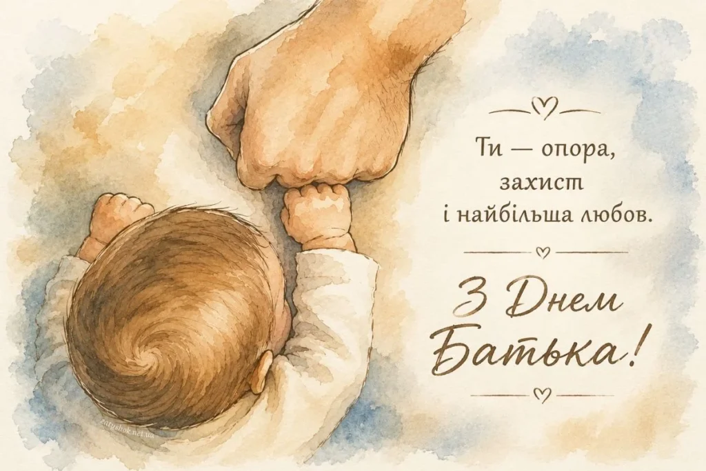 Немовля торкається татового кулака