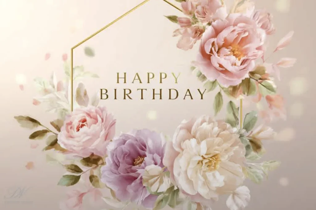 Листівка з квітами Happy Birthday