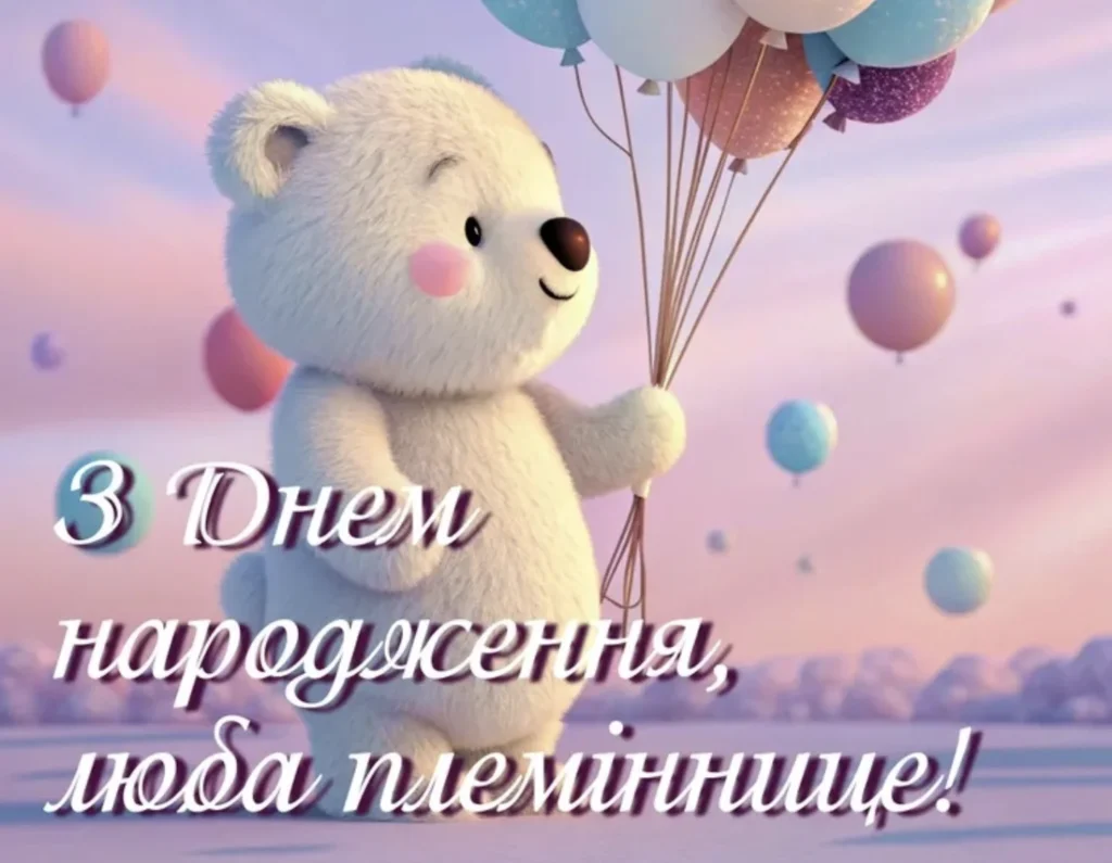 Ведмежатко з кульками вітає з Днем народження