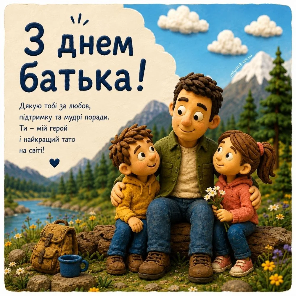 Тато з дітьми біля річки