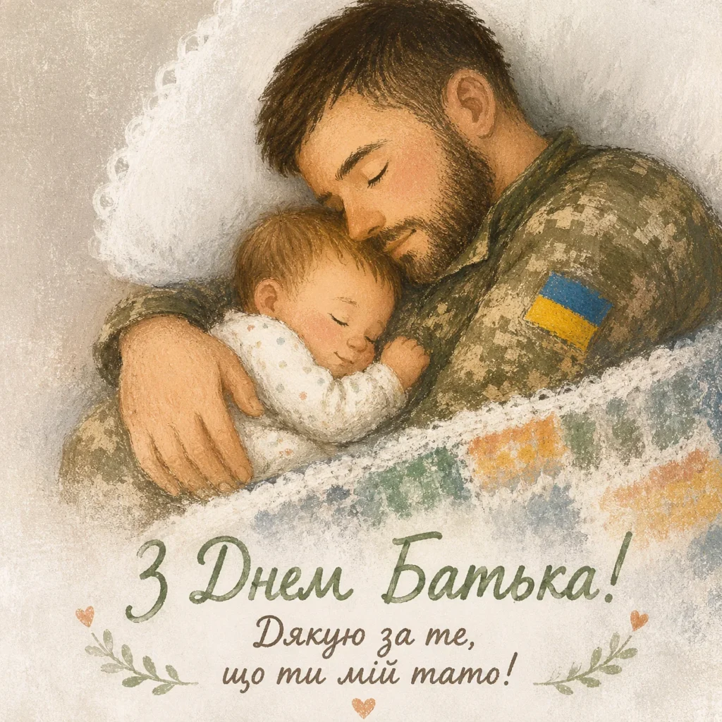 Тато-військовий оберігає сон немовляти