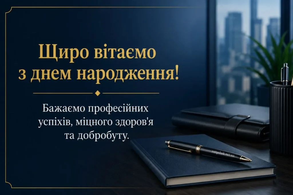 Строге ділове привітання для чоловіка у синьому кольорі