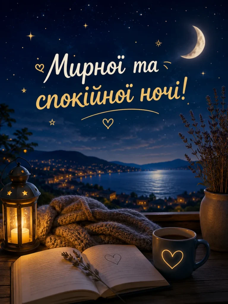 Нічний пейзаж, вид на залив