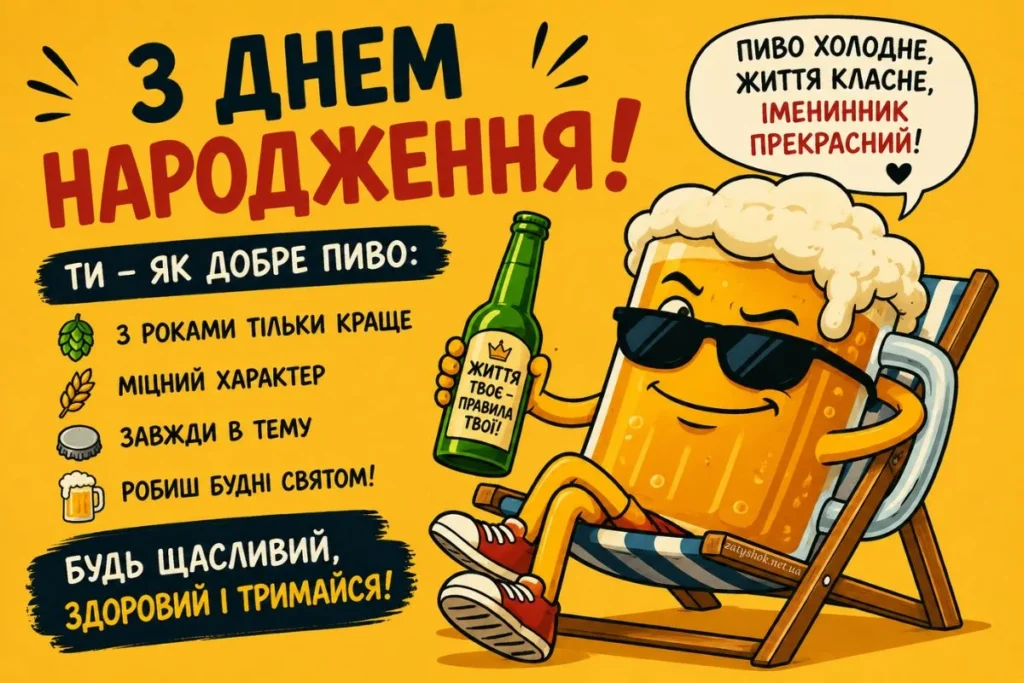 Пиво вітає чоловіка із днем народження