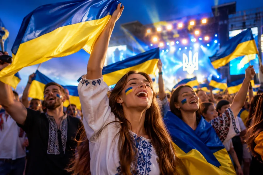 Молодь на концерті де звучать патріотичні пісні про Україну 