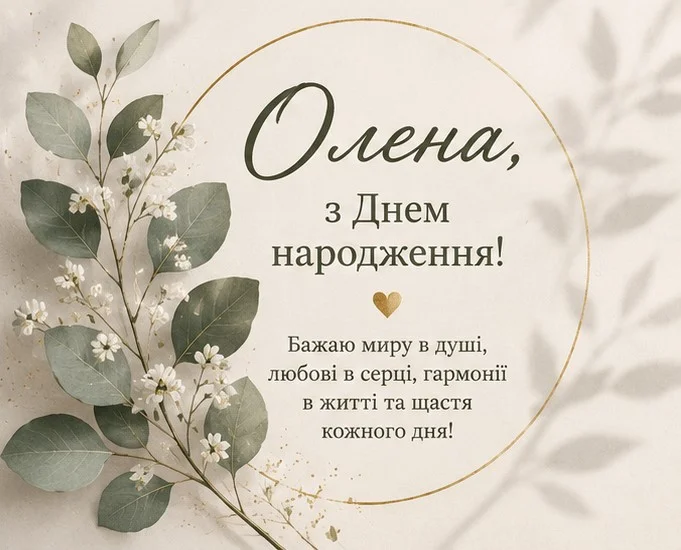Стримана листівка з простою картинкою у спокійних тонах та коротким привітанням