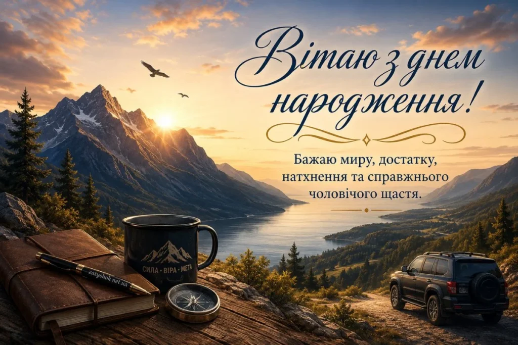 Чоловіча листівка із гірським пейзажем