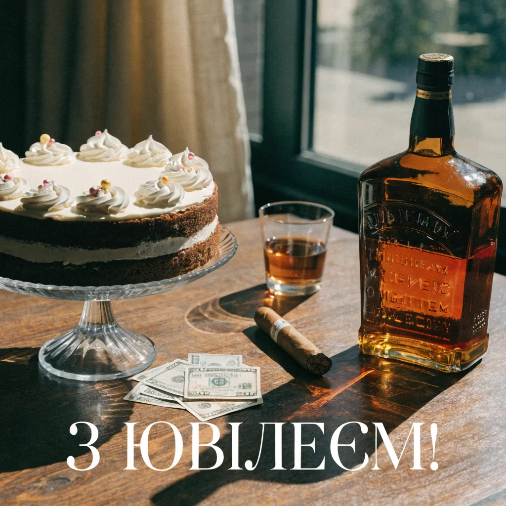 Торт, віскі, гроші та сигара