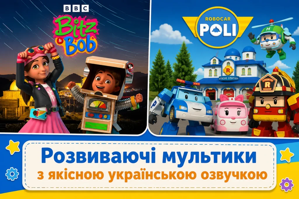 Навчальні мультики «Бітц і Боб» та «Робокар Полі»