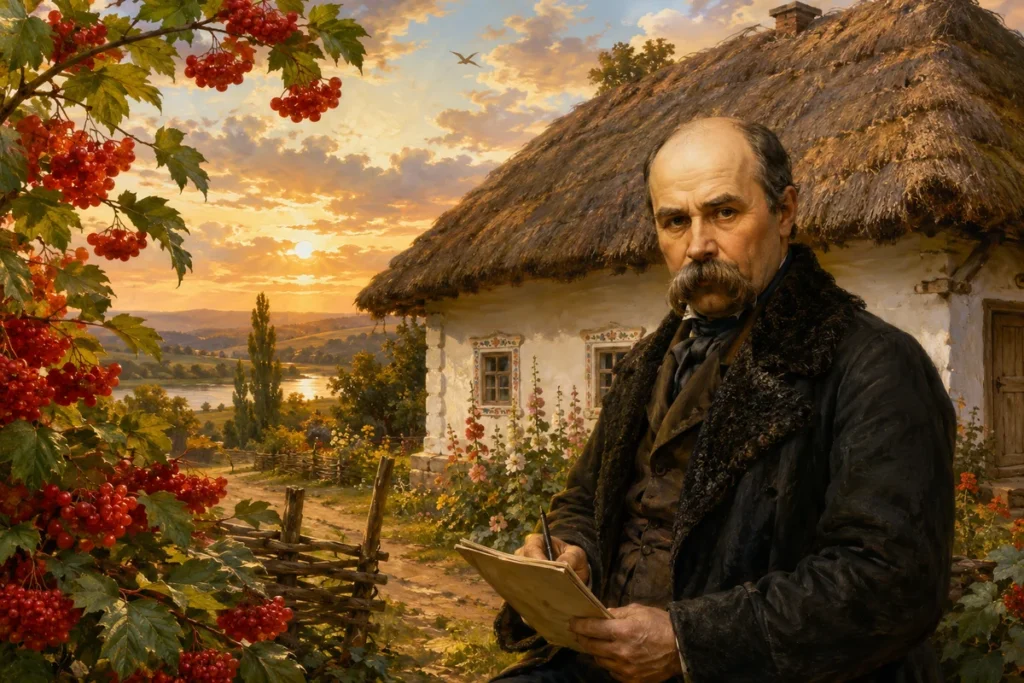 Тарас Шевченко біля червоної калини