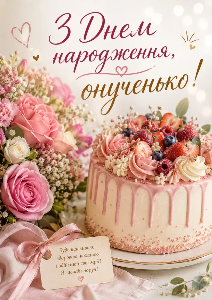 Вітальна листівка онучці від бабусі