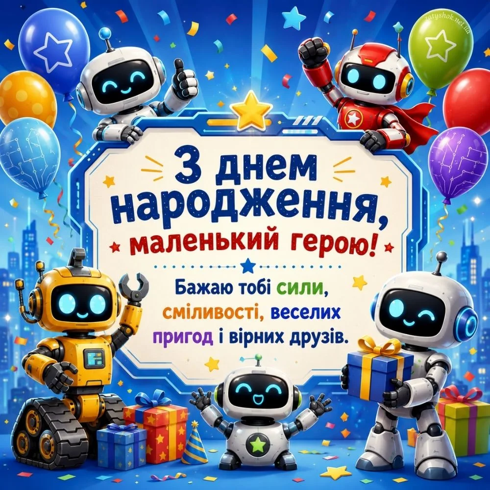 Роботи передають вітання маленькому імениннику